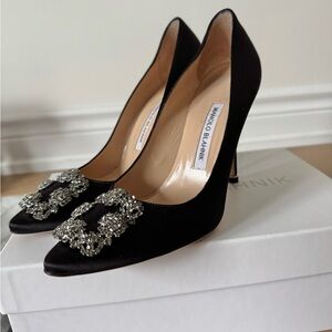 Manolo Blahnik Black Crystal Embellished Heels